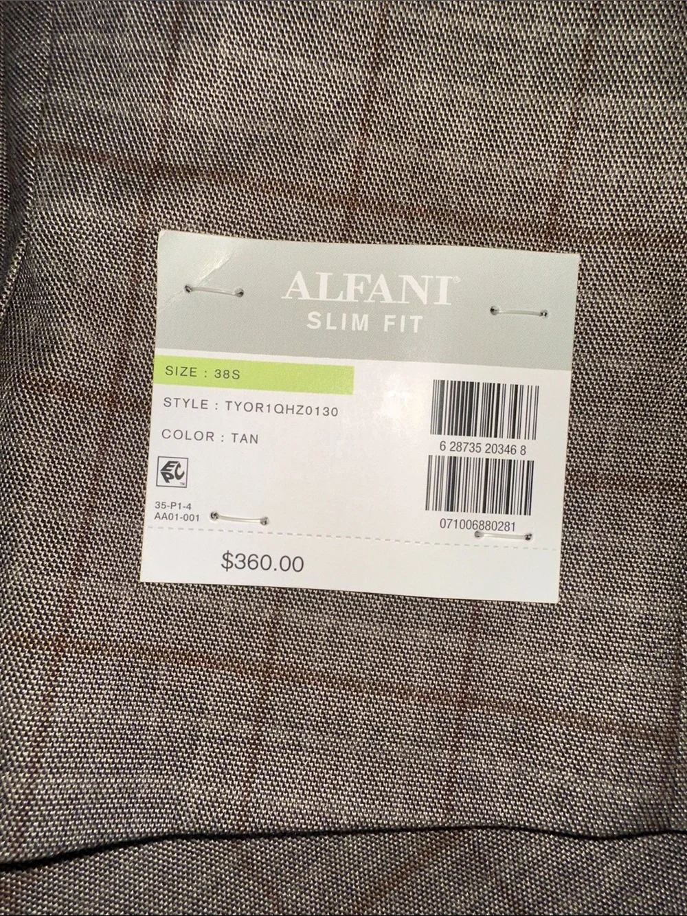 Alfani Men's Taupe Plaid Sport Coat Blazer